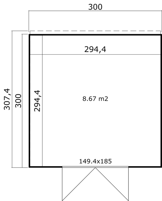 Förråd Felix 3 300 x 300 cm 8,67 m² Lasita Maja